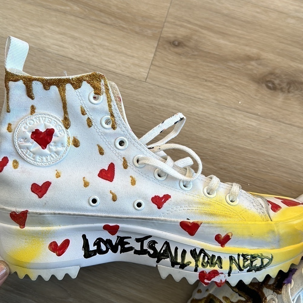 Custom converse platform sneakers brand new art work one of a kind men’s 9.5 w11 - Picture 7 of 7
